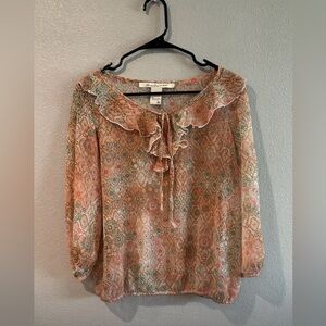 American Rag Multicolor Patterned Blouse with Ruffles